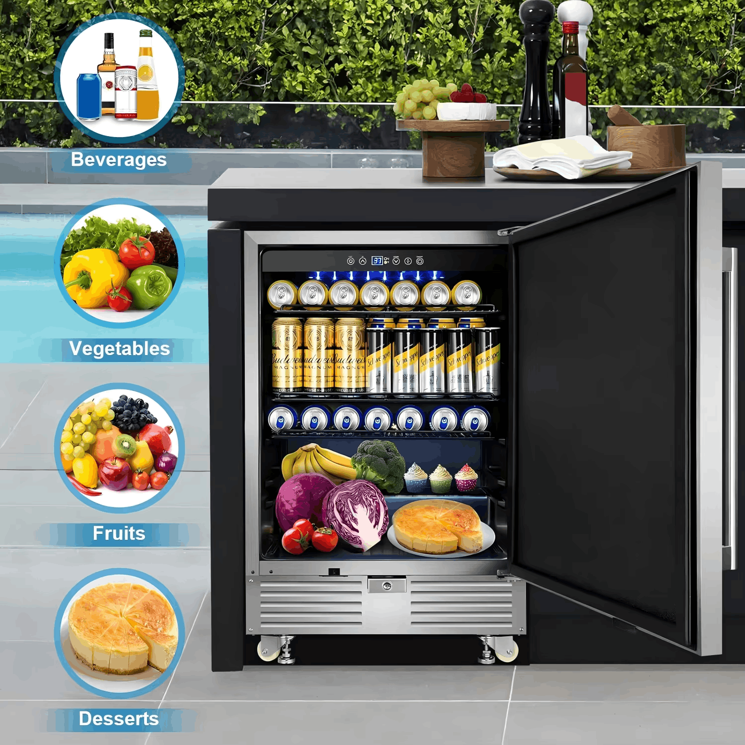 Outdoor Living > Outdoor Kitchen > Outdoor Refrigeration - Stainless Steel Outdoor Refrigerator – 130L Weather - Resistant Patio Fridge - RefreshCraft - RC-FDG-9439951519961