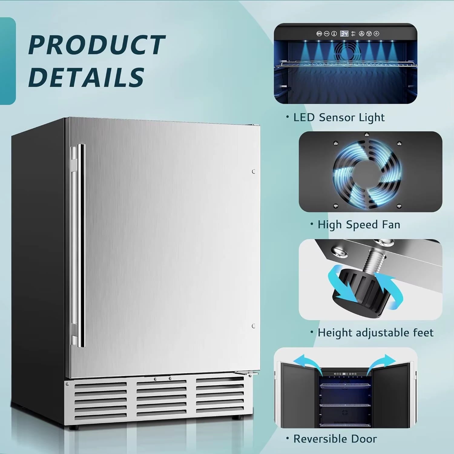 Outdoor Living > Outdoor Kitchen > Outdoor Refrigeration - Stainless Steel Outdoor Refrigerator – 130L Weather - Resistant Patio Fridge - RefreshCraft - RC-FDG-9439951519961